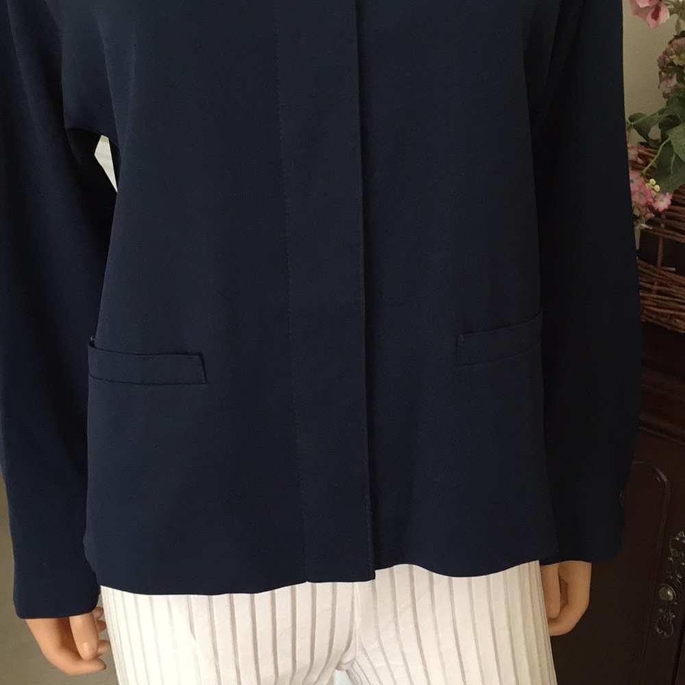 Pendleton Blue Collarless Virgin Wool Blazer Size… - image 5